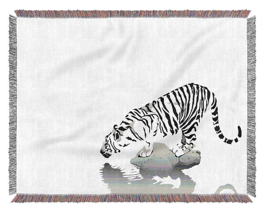 Tiger Drinking Woven Blanket