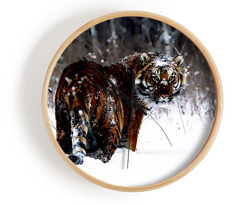 Tiger In The Snow Clock - Wallart-Direct UK