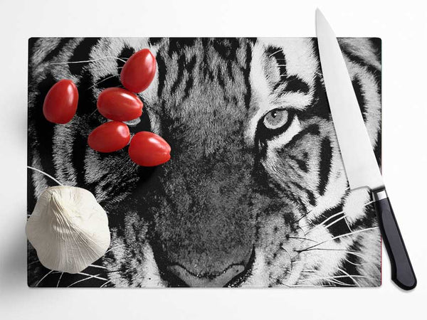 Tiger Stare B n W Glass Chopping Board