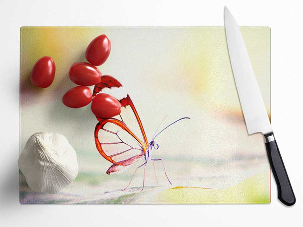 Transparent Winged Butterfly Glass Chopping Board