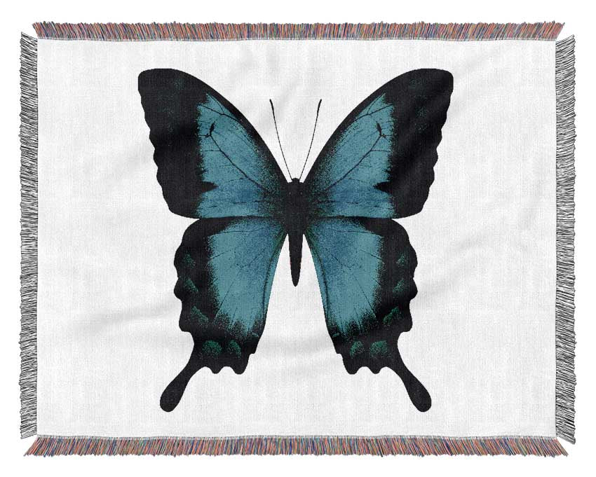 Turquoise Butterfly Wings Woven Blanket