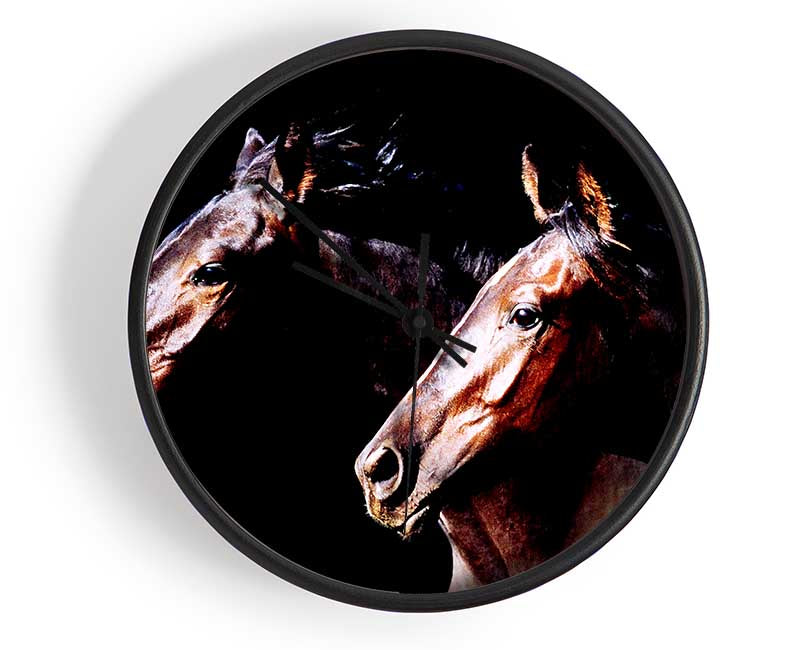 Twin Stallions Clock - Wallart-Direct UK