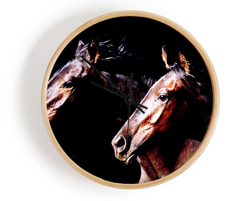 Twin Stallions Clock - Wallart-Direct UK