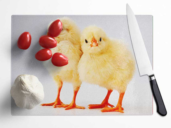 Two Little Chicks Glass Chopping Board