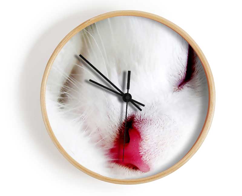 White Fluffy Cat Clock - Wallart-Direct UK