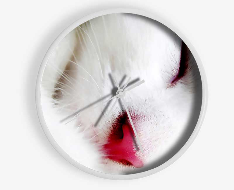 White Fluffy Cat Clock - Wallart-Direct UK