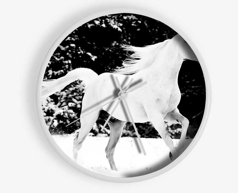 White Stallion Trot Clock - Wallart-Direct UK