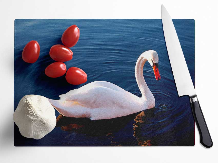 White Swan In Water Glass Chopping Board