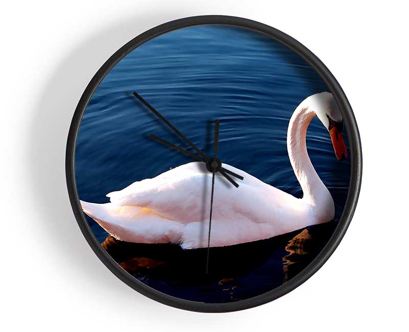 White Swan In Water Clock - Wallart-Direct UK