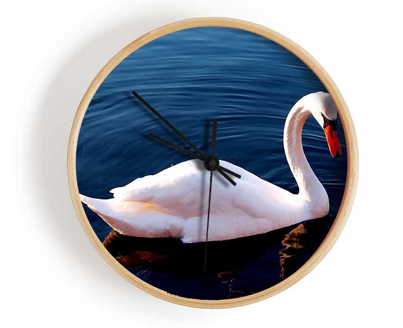 White Swan In Water Clock - Wallart-Direct UK