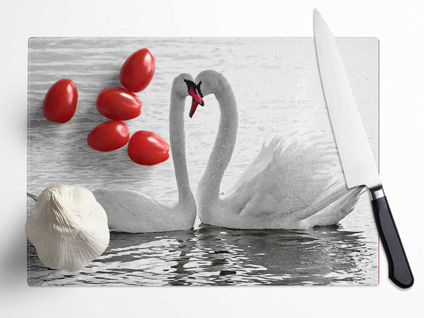 White Swans 2 Glass Chopping Board