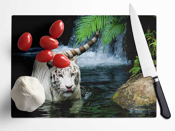 White Tiger Beautiful Glass Chopping Board