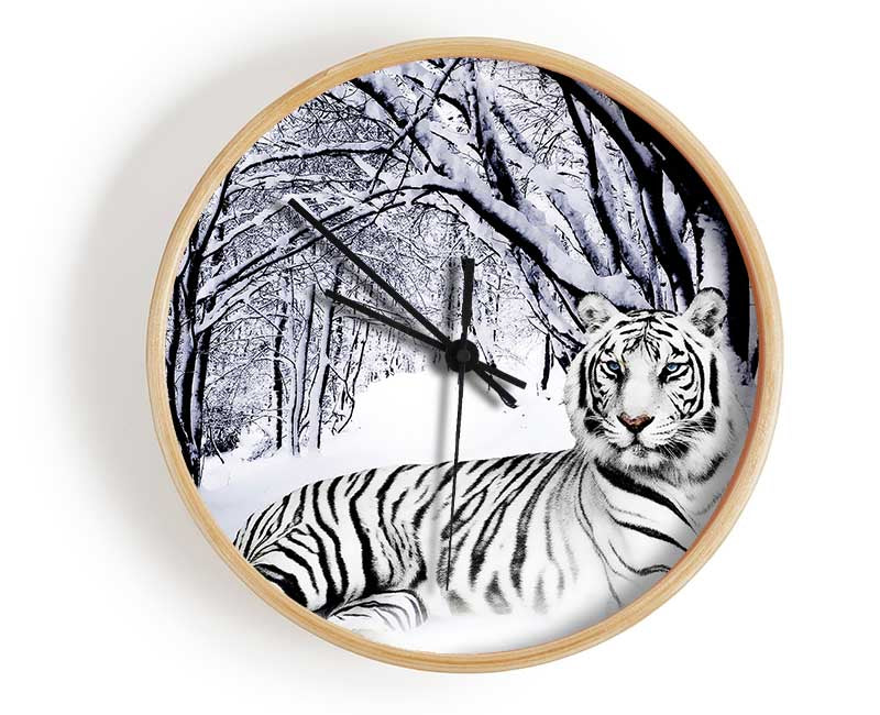 White Tiger In The Snow Clock - Wallart-Direct UK