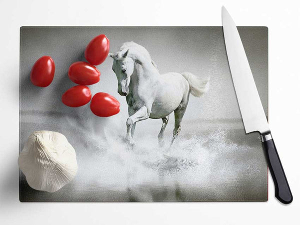 White Water Horse Glass Chopping Board