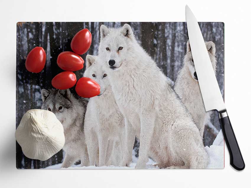 White Wolf Pack Glass Chopping Board