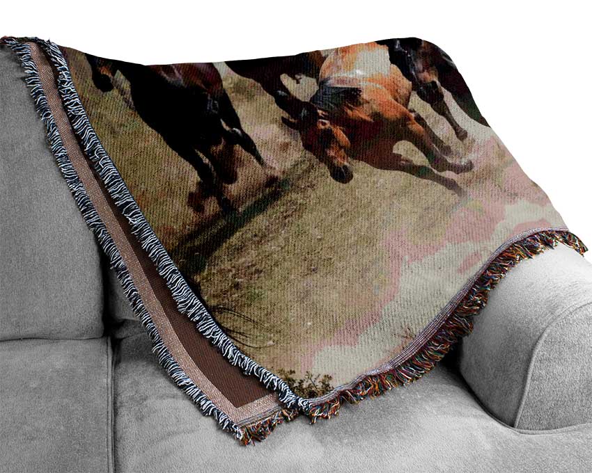 Wild Horse Stampede Woven Blanket