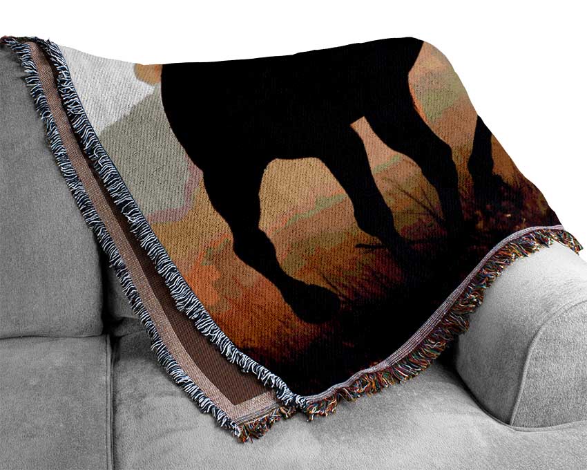 Wild Horses At Sunset Woven Blanket