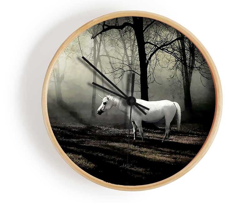 Wild White Unicorn In The Woodland Clock - Wallart-Direct UK