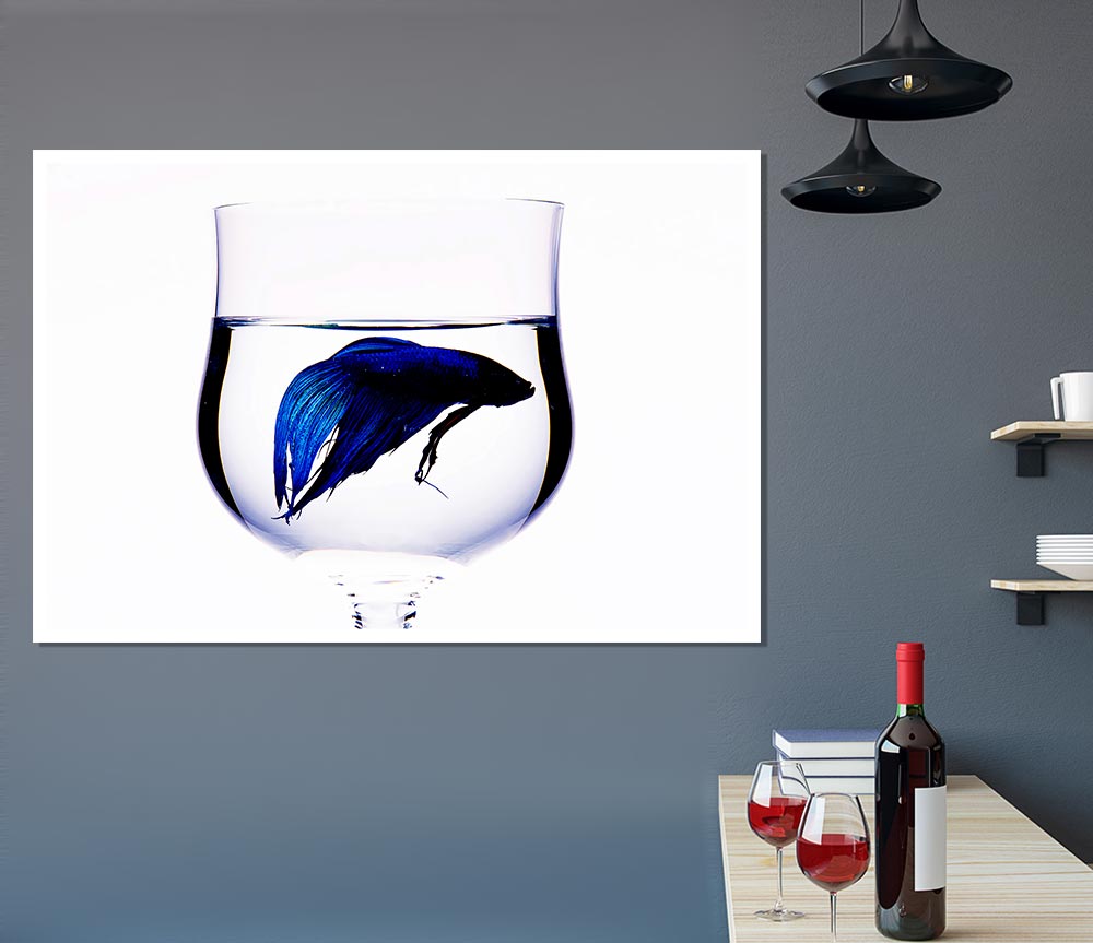 Wineglass Fish Print Poster Wall Art