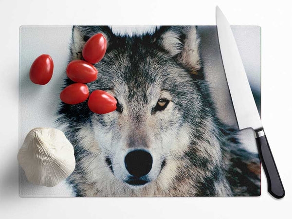 Wolf Face Glass Chopping Board