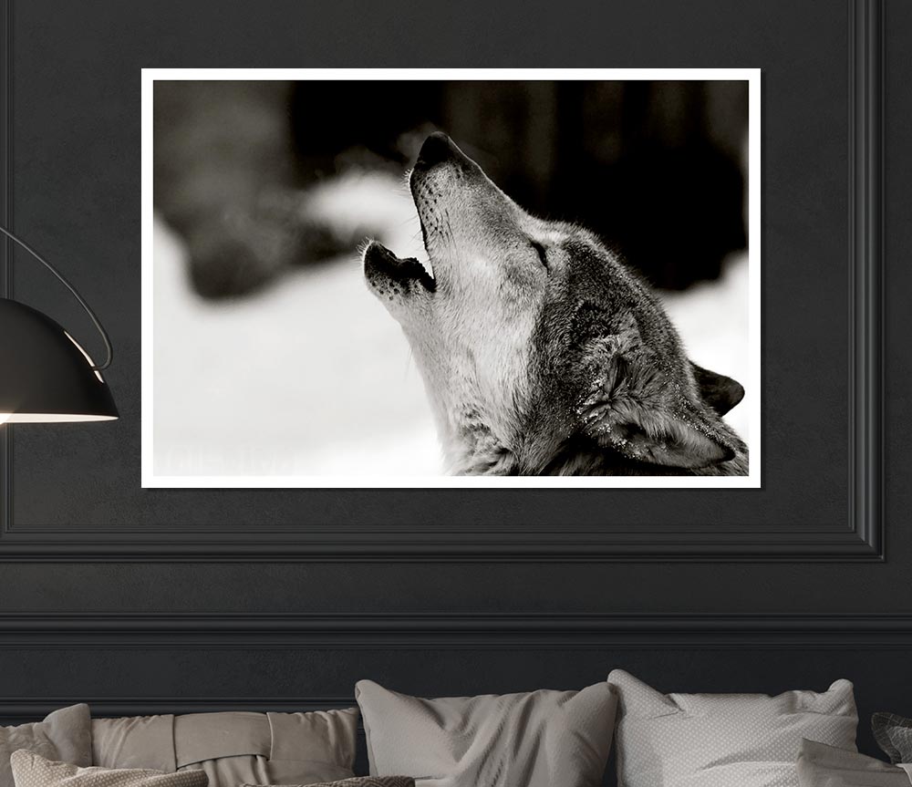 Wolf Howl Print Poster Wall Art