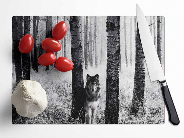 Wolf In The Forest Glass Chopping Board