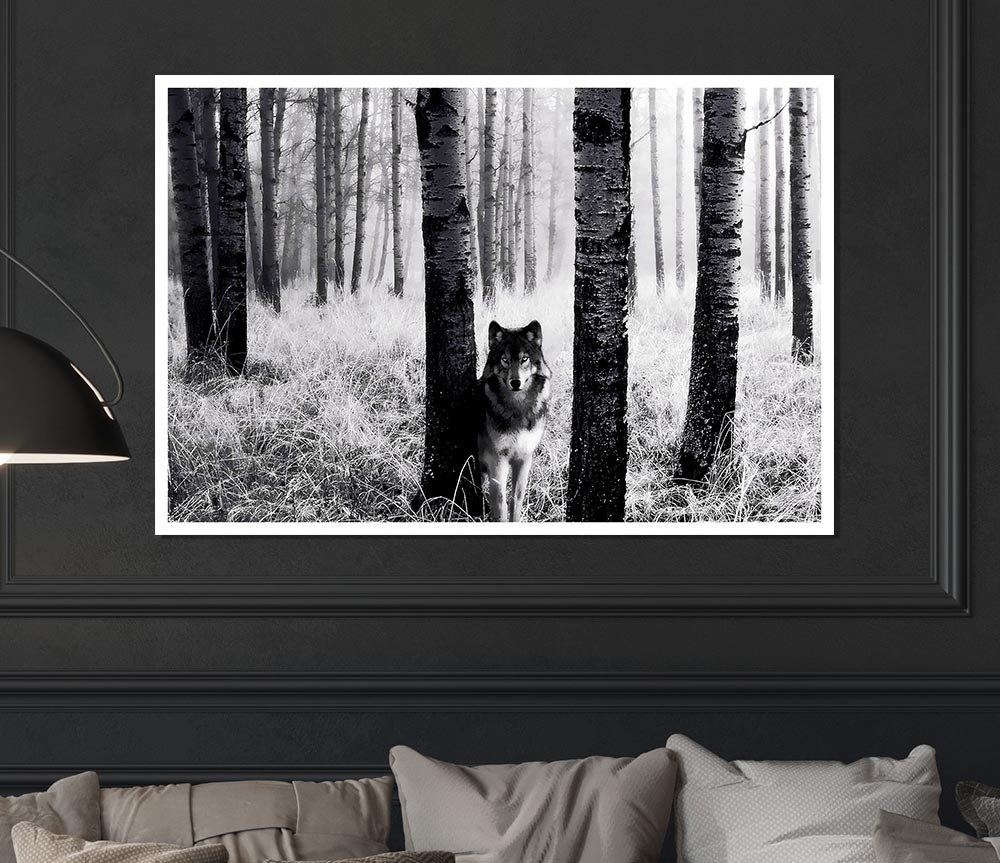 Wolf In The Forest Print Poster Wall Art