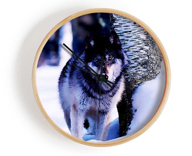 Wolf In The Snow Clock - Wallart-Direct UK