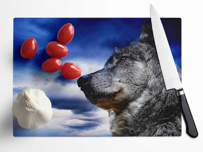 Wolf Skies Glass Chopping Board