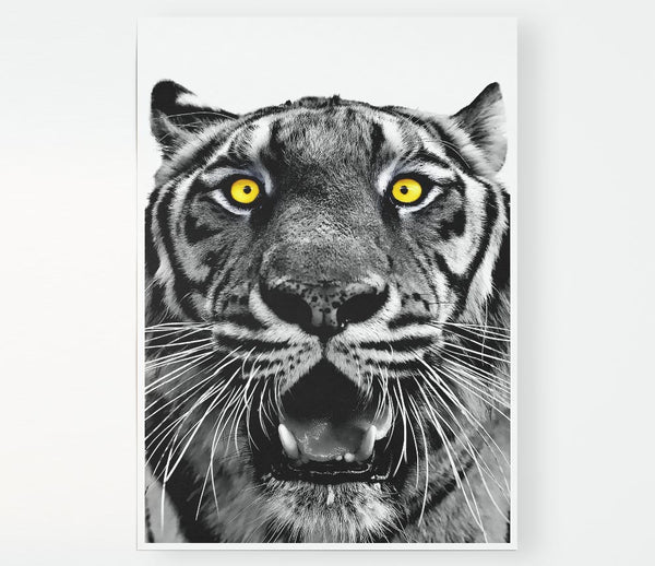 Yellow Tiger Eyes Print Poster Wall Art