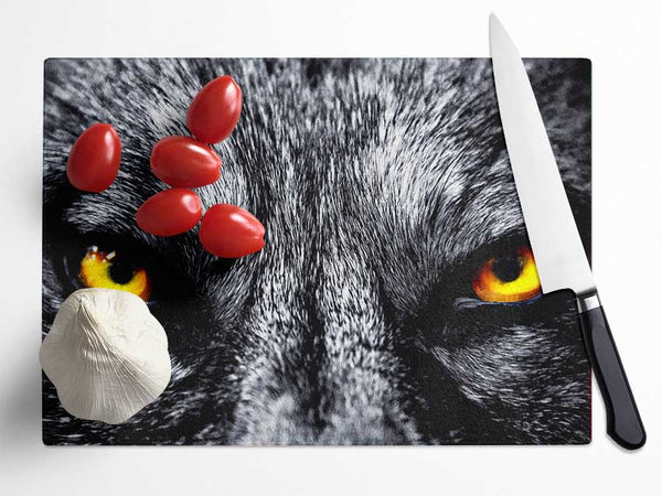 Yellow Wolf Eyes Glass Chopping Board