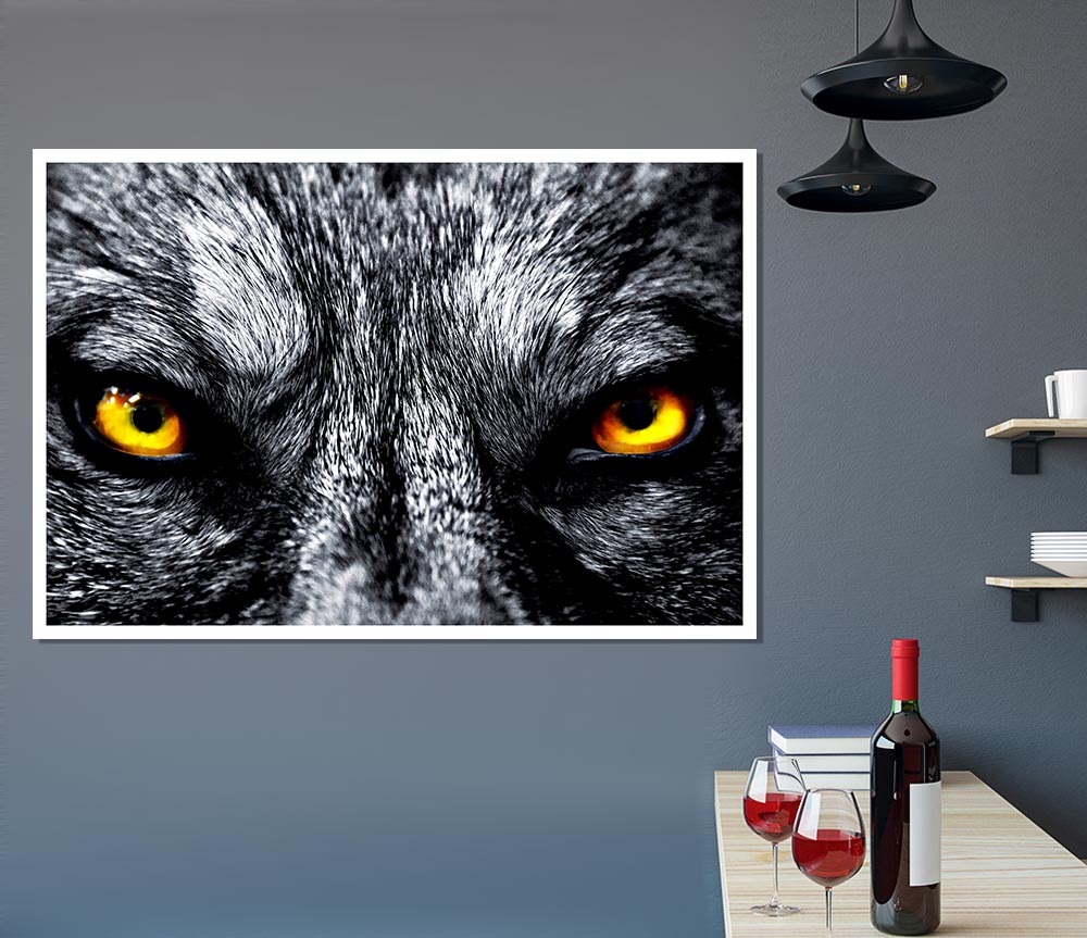 Yellow Wolf Eyes Print Poster Wall Art