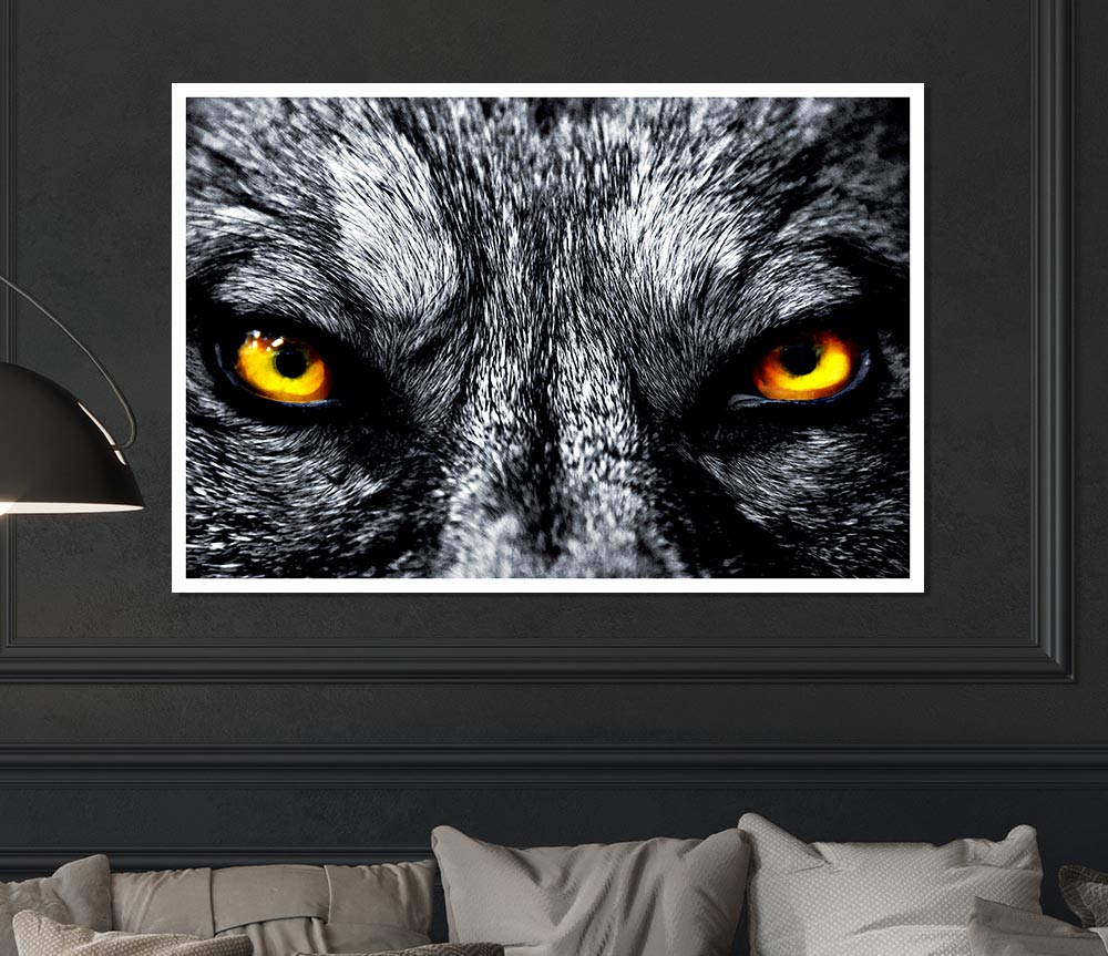 Yellow Wolf Eyes Print Poster Wall Art