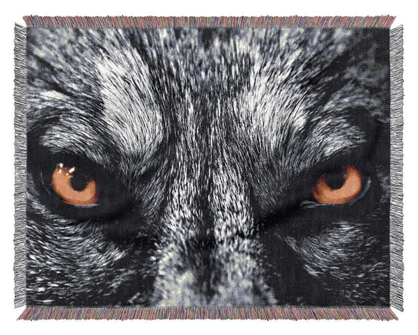 Yellow Wolf Eyes Woven Blanket