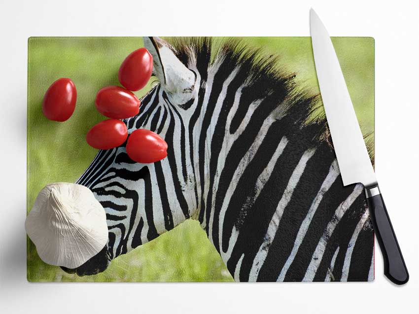 Zebra Face Side Glass Chopping Board