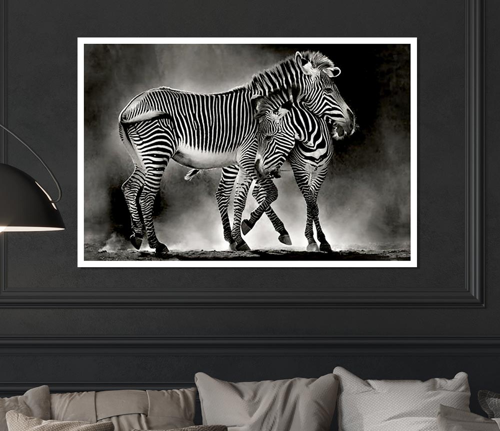 Zebra Love Print Poster Wall Art