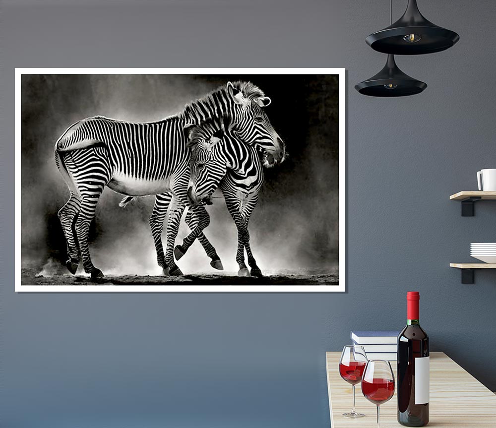 Zebra Love Print Poster Wall Art