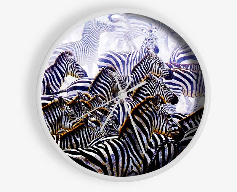 Zebra Stampede Clock - Wallart-Direct UK