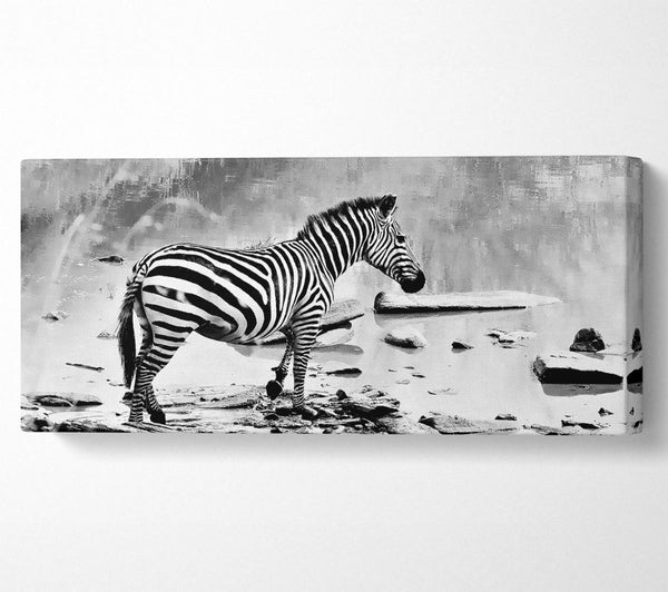 Zebras Watering Hole B n W