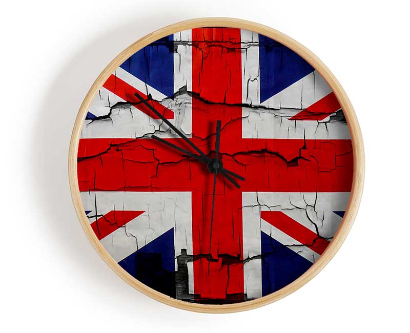 United Kingdom Flag Cracked Clock - Wallart-Direct UK