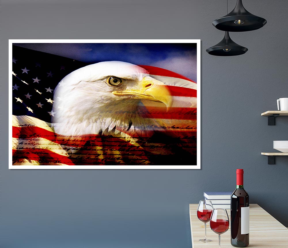 American Eagle Flag Print Poster Wall Art