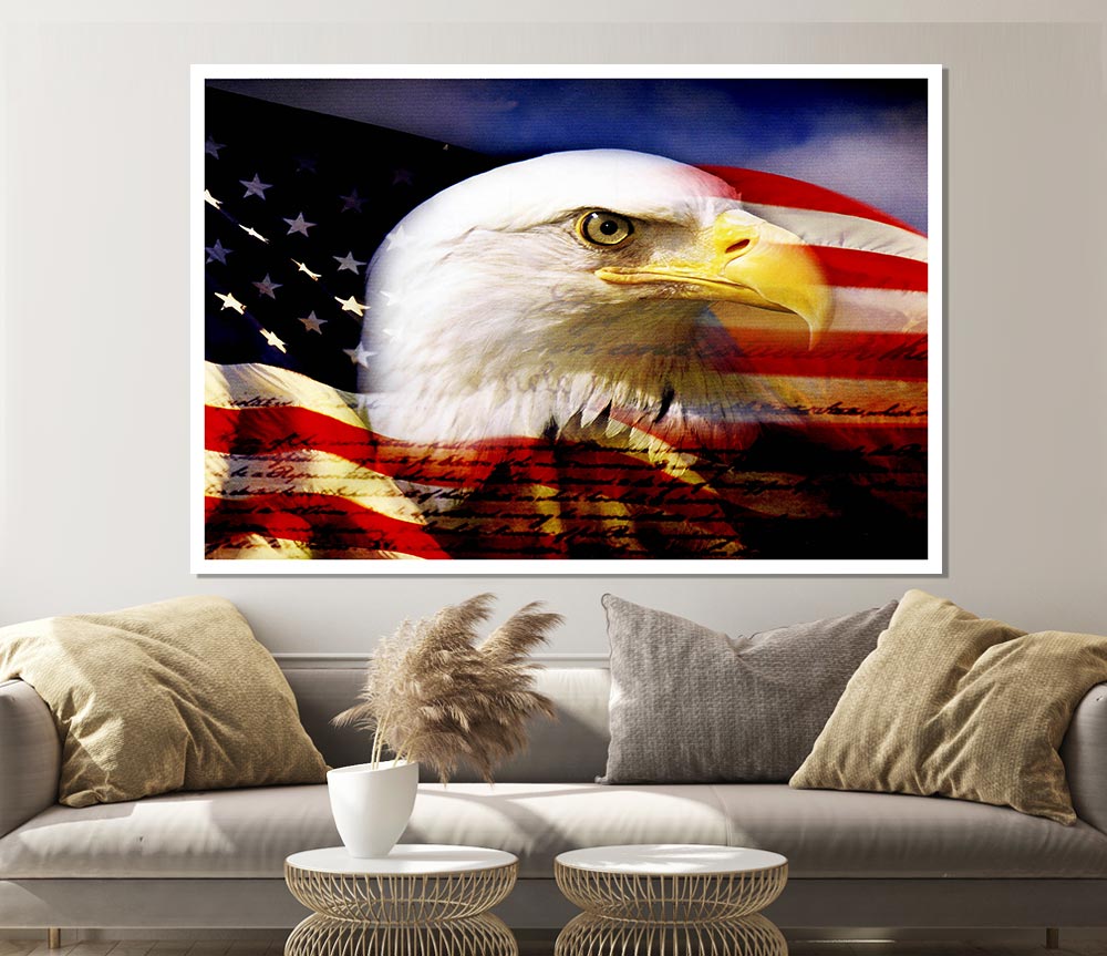 American Eagle Flag Print Poster Wall Art