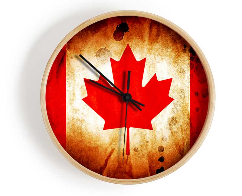 Canadian Flag Grunge Clock - Wallart-Direct UK