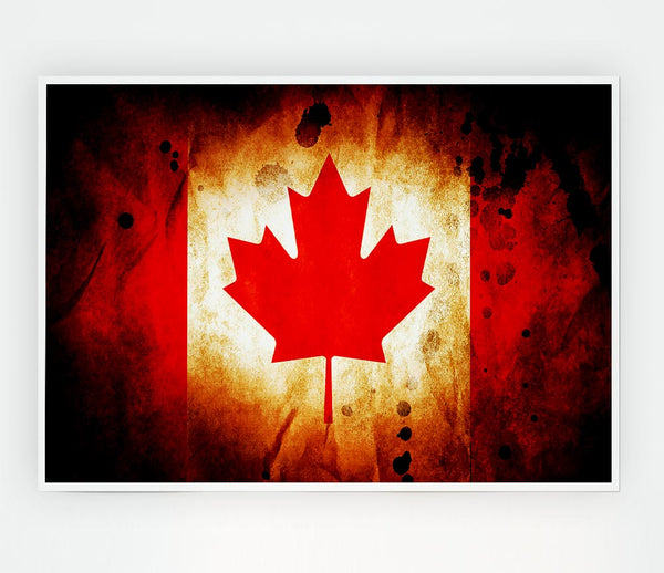 Canadian Flag Grunge Print Poster Wall Art