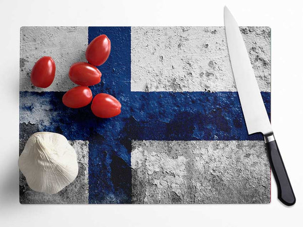 Finland Flag Glass Chopping Board