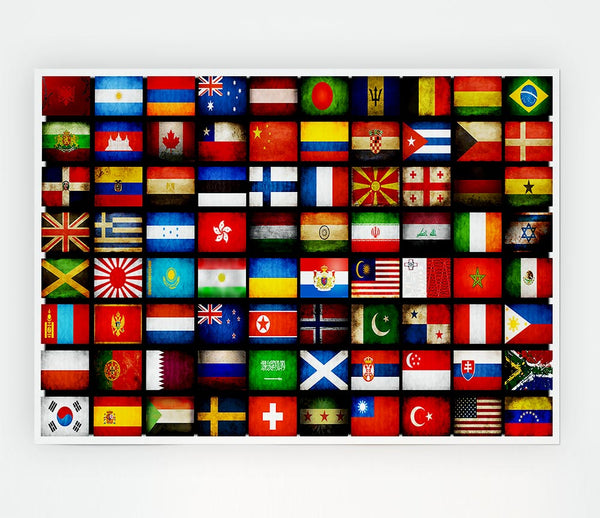 Flags Of The World Print Poster Wall Art