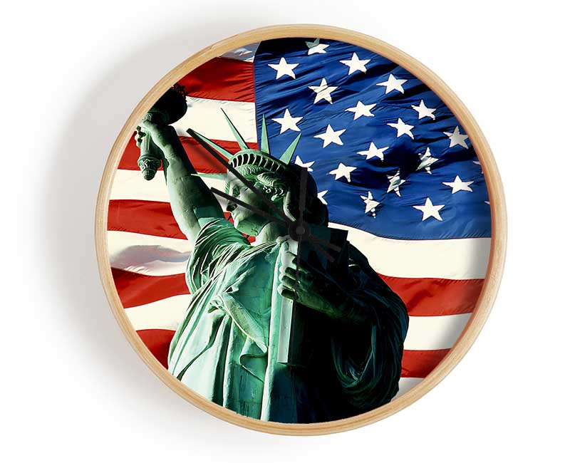 Stars And Stripes With Lady Liberty Clock - Wallart-Direct UK