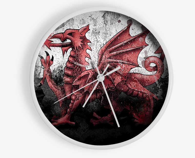 Welsh Dragon Grunge Clock - Wallart-Direct UK