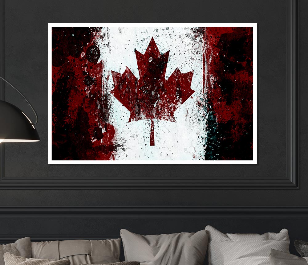 Canadian Grunge Flag Print Poster Wall Art