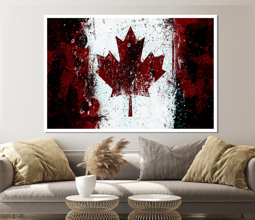 Canadian Grunge Flag Print Poster Wall Art